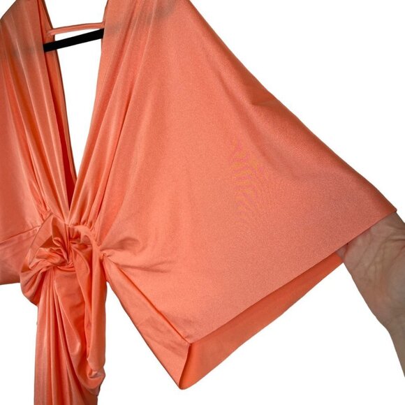 NWT Baobab Mia Twist Front Ruched Mini Sheath Dress Coral Size S - Picture 3 of 6